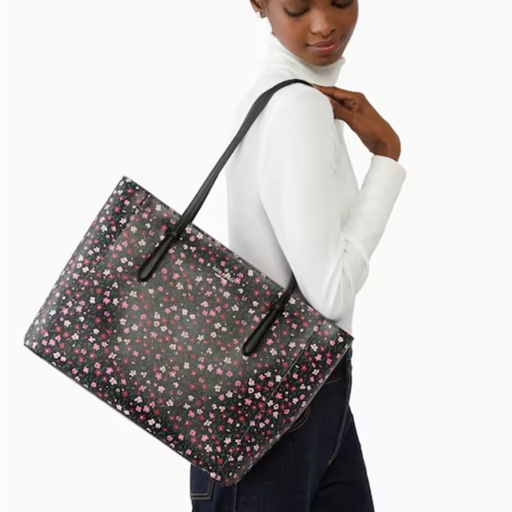 Kate spade Schuyler Medium Tote Black Floral like new!